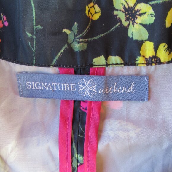 Signature Weekend Women Floral Zip Up Lightweight Windbreaker Raincoat Jacket - Picture 4 of 8